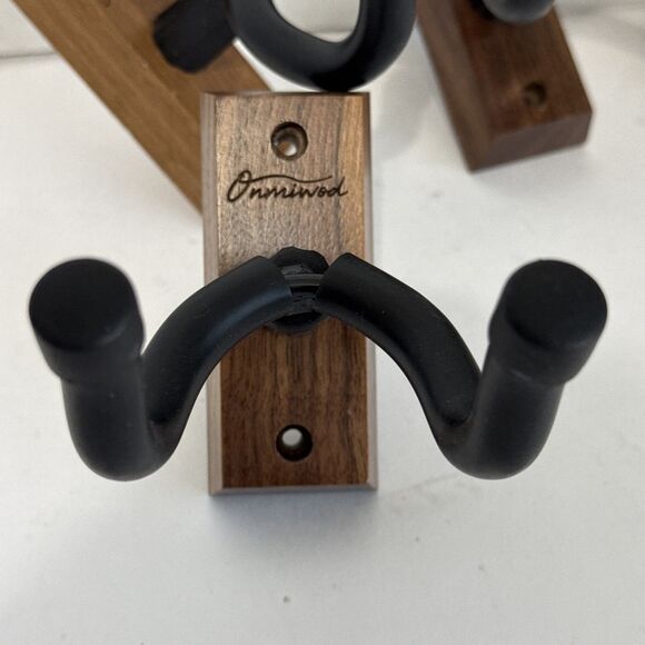 4-Pack Onmiwod Guitar Mahogany Wood Wall Mount Hanger Acoustic Electric Guitars - Picture 2 of 8